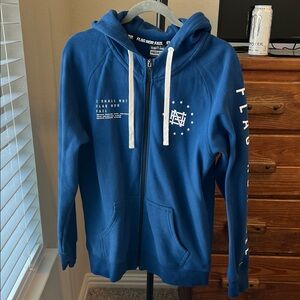 flag nor fail unisex Blue Full-Zip Hoodie with White Accents